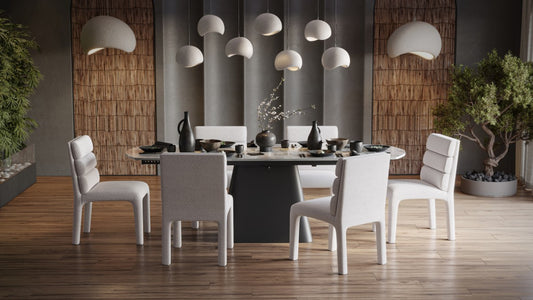 7-DINING SET - BLACK/CREAM