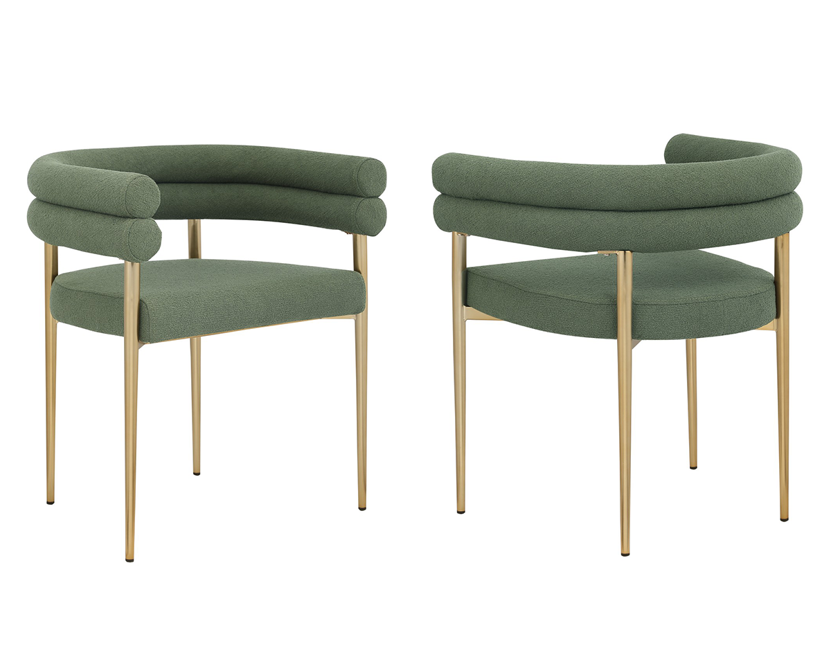 DINING CHAIR, SET OF 2, GREEN/GOLD