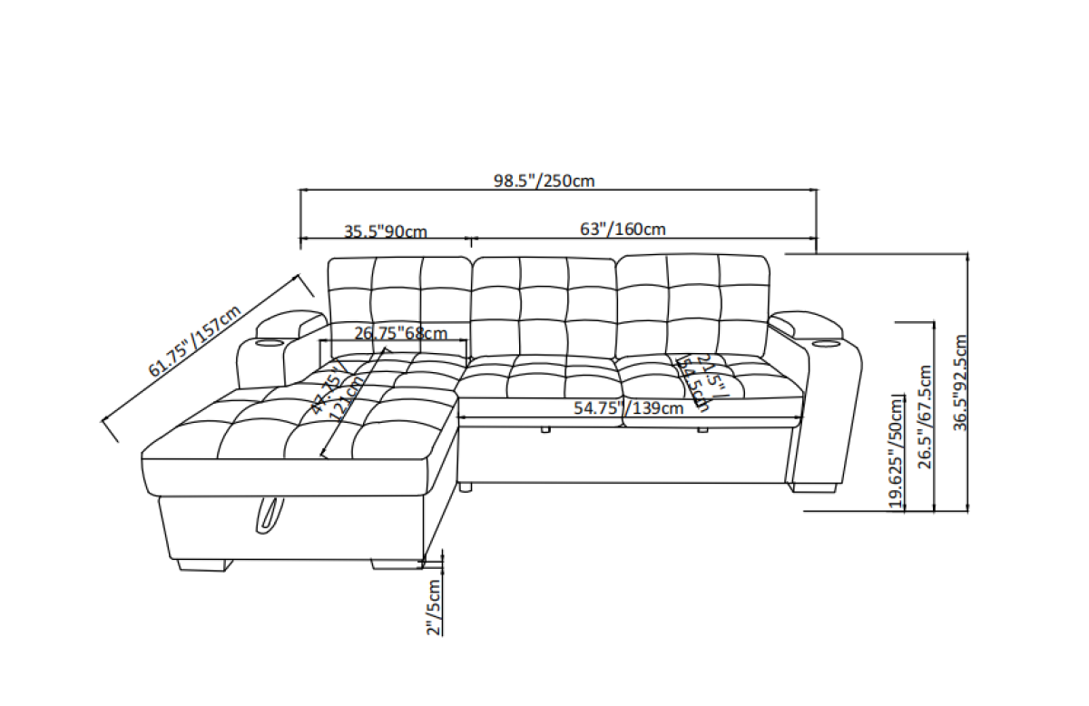 RHF AND LHF SECTIONAL SLEEPER - BEIGE