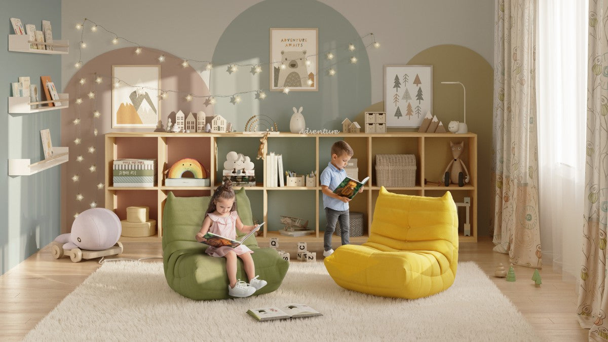 KID'S ARMLESS CHAIR - PALE YELLOW