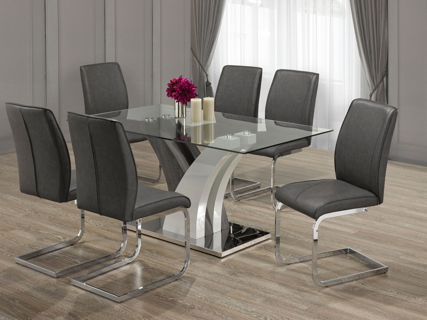 7-PIECE DINING SET - GREY