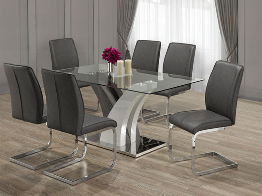 7-PIECE DINING SET - GREY